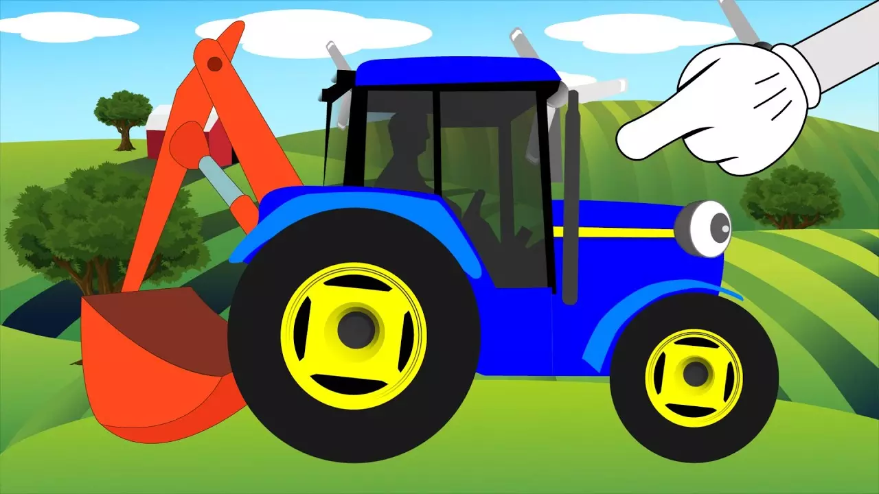 Мультик про трактор. Собираем синий трактор из деталей. Развивающее мультфильм для детей.